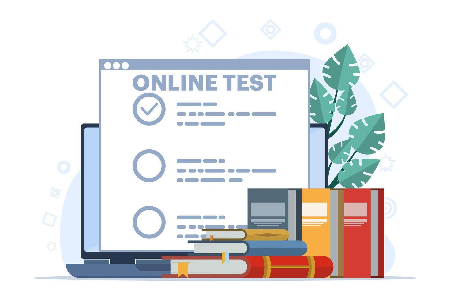 testen oder Umfrage Konzept. gehen durch Quiz Checkliste Antworten und Erfolg Ergebnisse abstrakt Vektor Illustration. online Prüfung, Fragebogen form, online Ausbildung, Umfrage Metapher. eben Vektor.