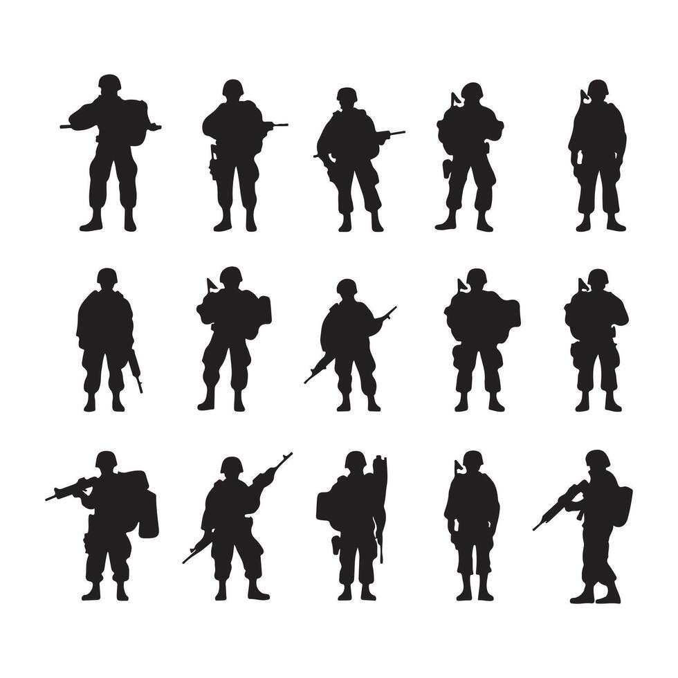 ein schwarz Silhouette Soldat einstellen vektor