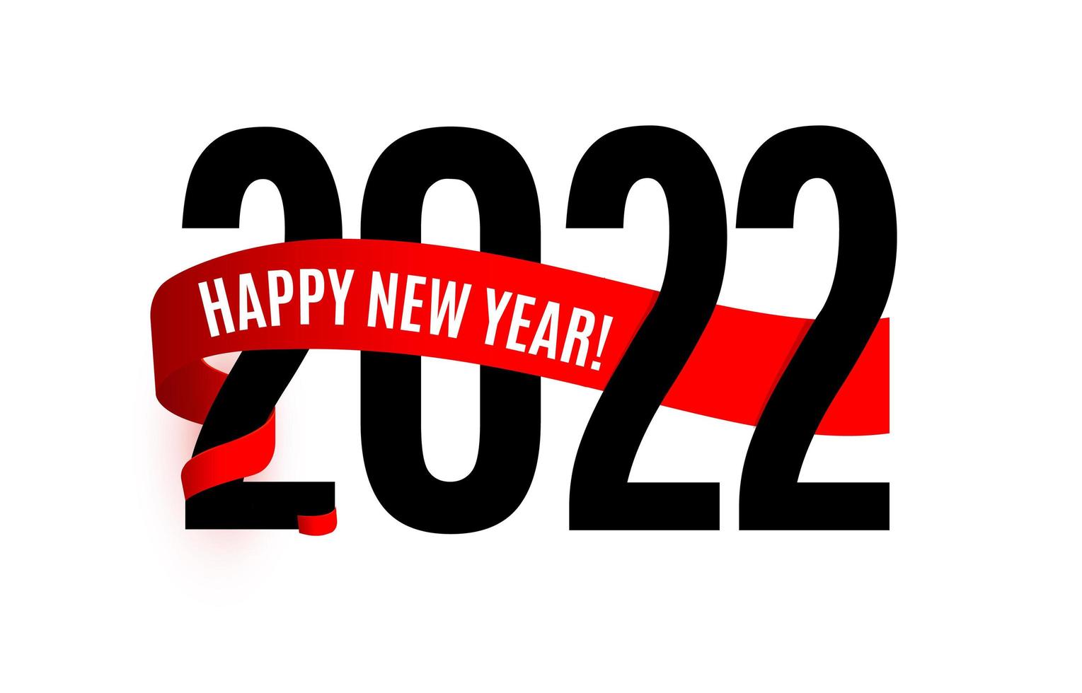 neues Jahr-Poster-Design mit 2022-Nummern, guten Rutsch ins Neue Jahr-Wunsch auf rotem Band, Winterschal. Vektor-Illustration vektor