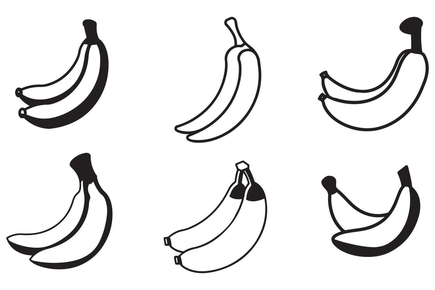 hand dragen bananer vektor på vit bakgrund