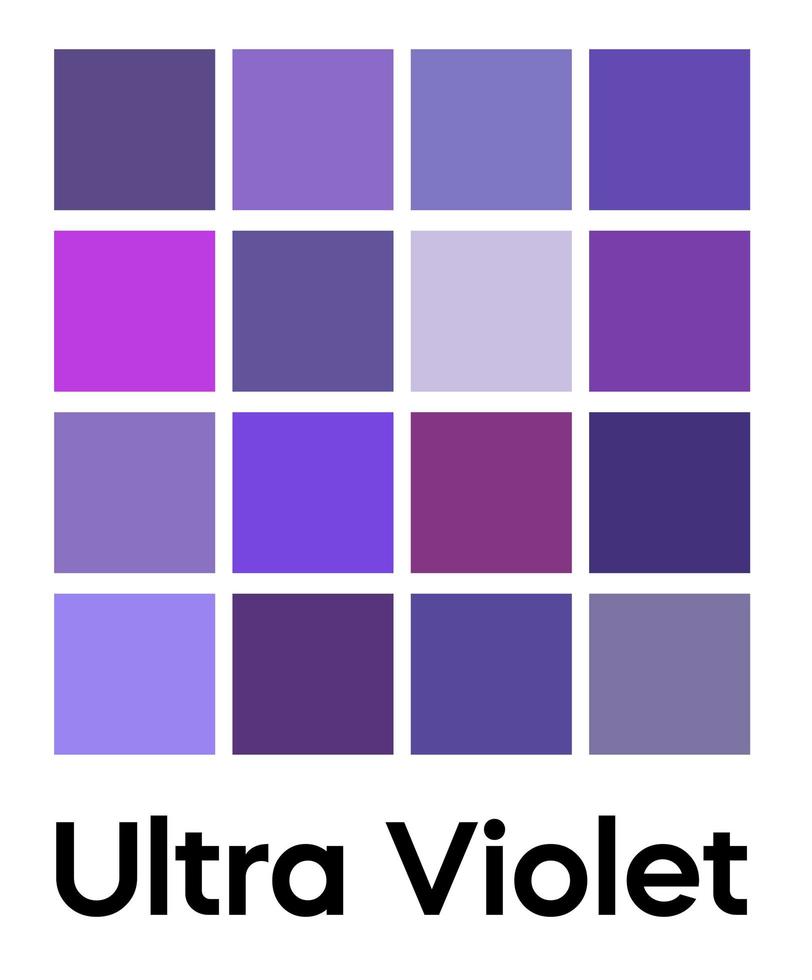 Palette von ultravioletten Tönen. lila Farbvorlage. Schattierungen von lila Farbe. Vektorfarbenes Muster für Textilien und Innenarchitektur, Mode- und Schönheitsindustrie vektor