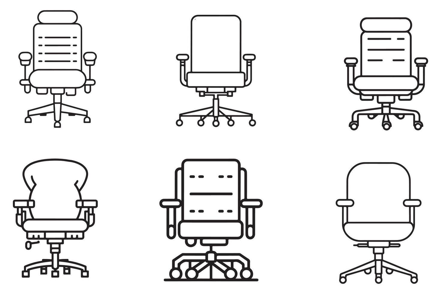 kontor stol uppsättning översikt vektor på vit bakgrund