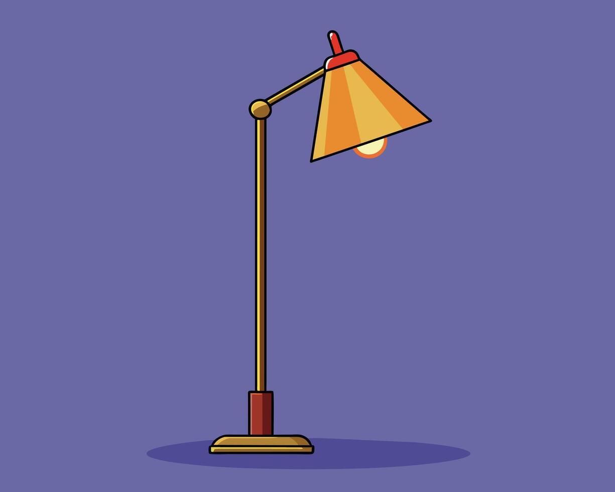 färgrik tecknad serie golv lampa ljus ikon vektor