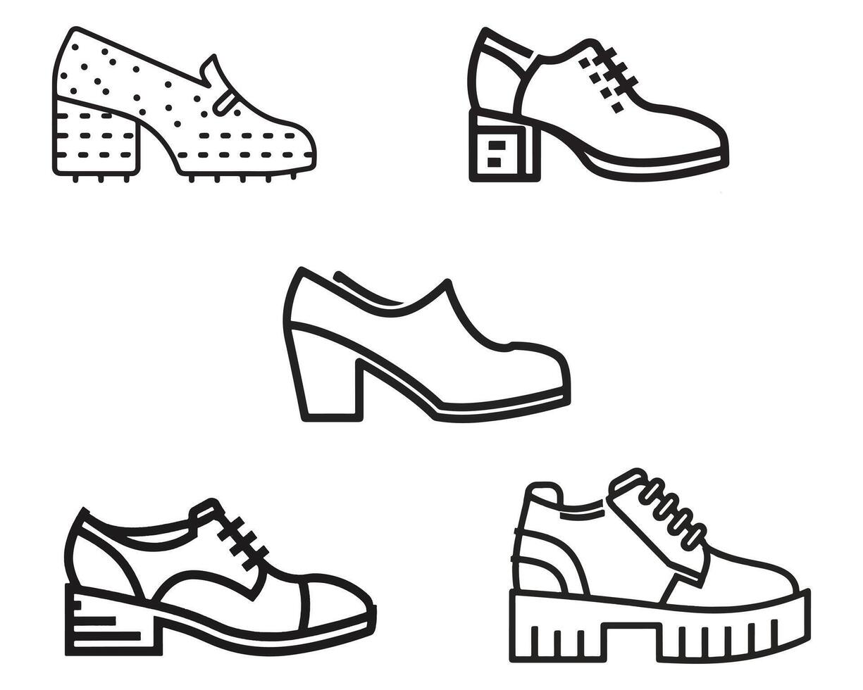 Schuh Symbol einstellen Vektor auf Weiß Hintergrund Illustration