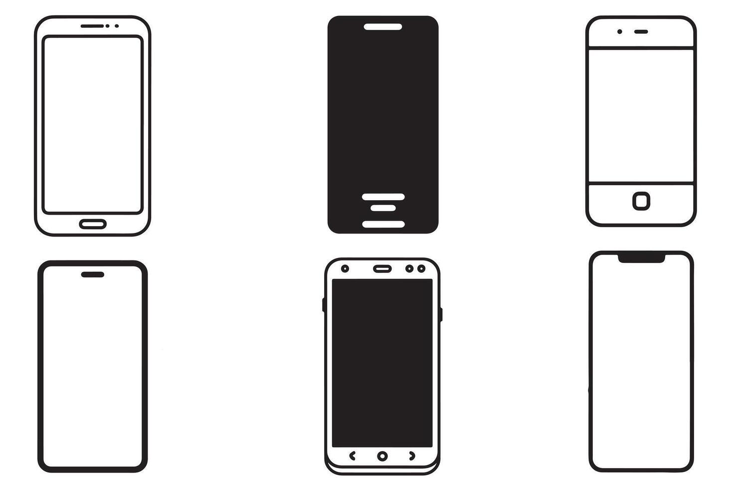 smartphone översikt vektor på vit bakgrund illustration