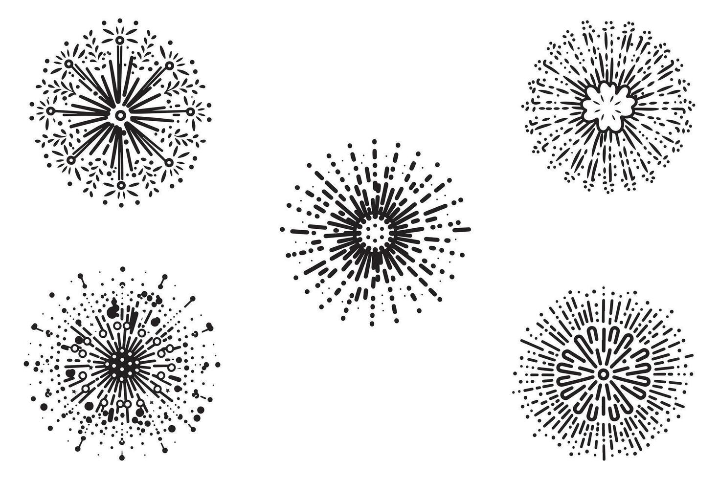 Feuerwerk Vektor einstellen Vektor Design auf Weiß Hintergrund Illustration