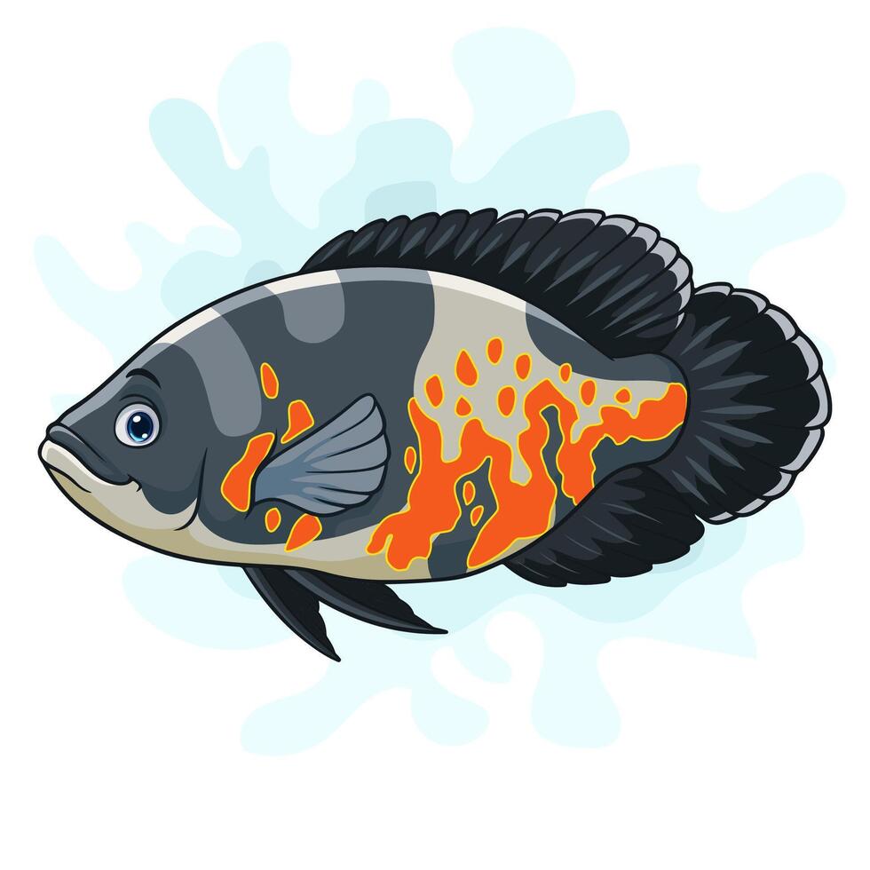 Karikatur Blau Oscar Tiger Fisch auf Weiß Hintergrund vektor