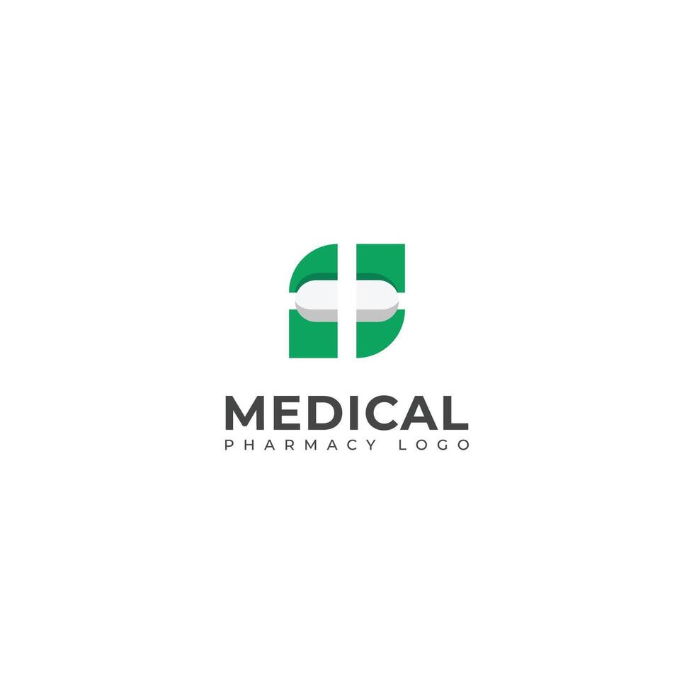 kreativ medicinsk apotek logotyp design vektor mall.