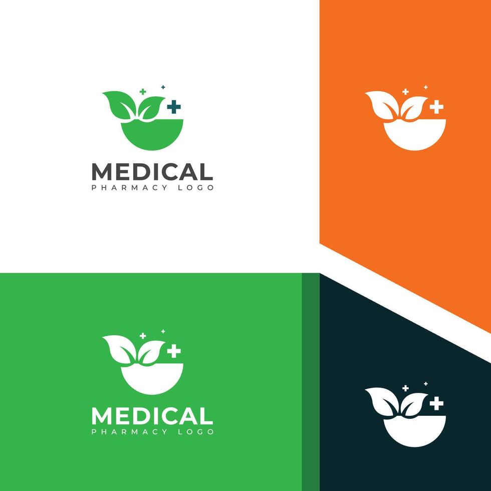 kreativ medicinsk apotek logotyp design vektor mall.