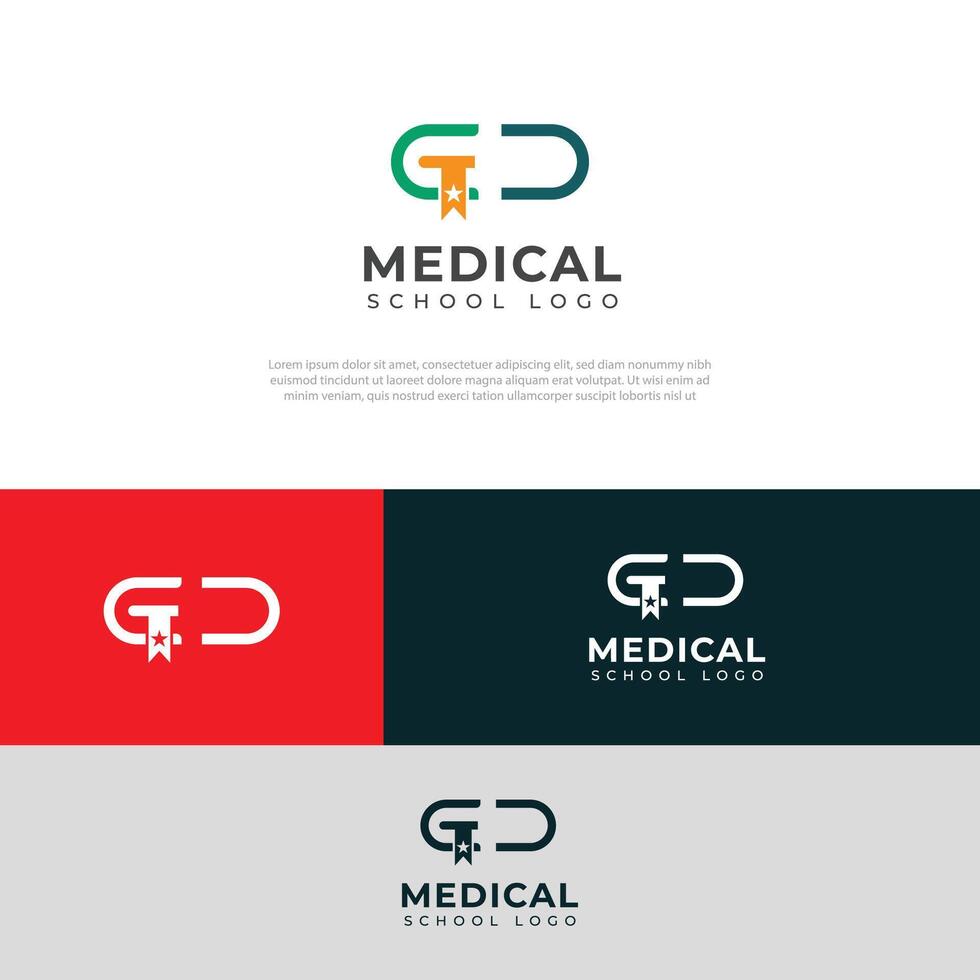 kreativ medicinsk skola logotyp design vektor mall.