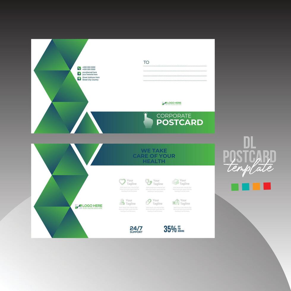grön färgad vektor vykort design