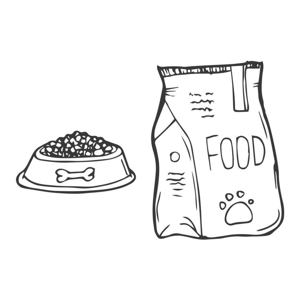 Haustier Essen Paket Symbol isoliert Vektor skizzieren