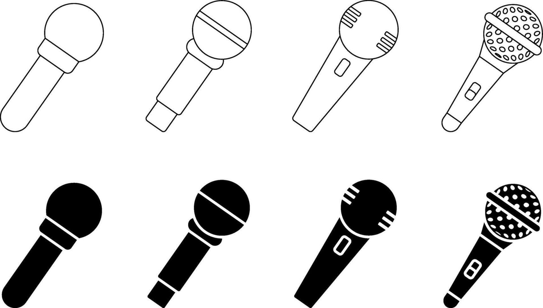 mikrofon uppsättning ikon enkel design. mikrofon symbol för app, webb, affisch. redigerbar isolerat vektor. vektor