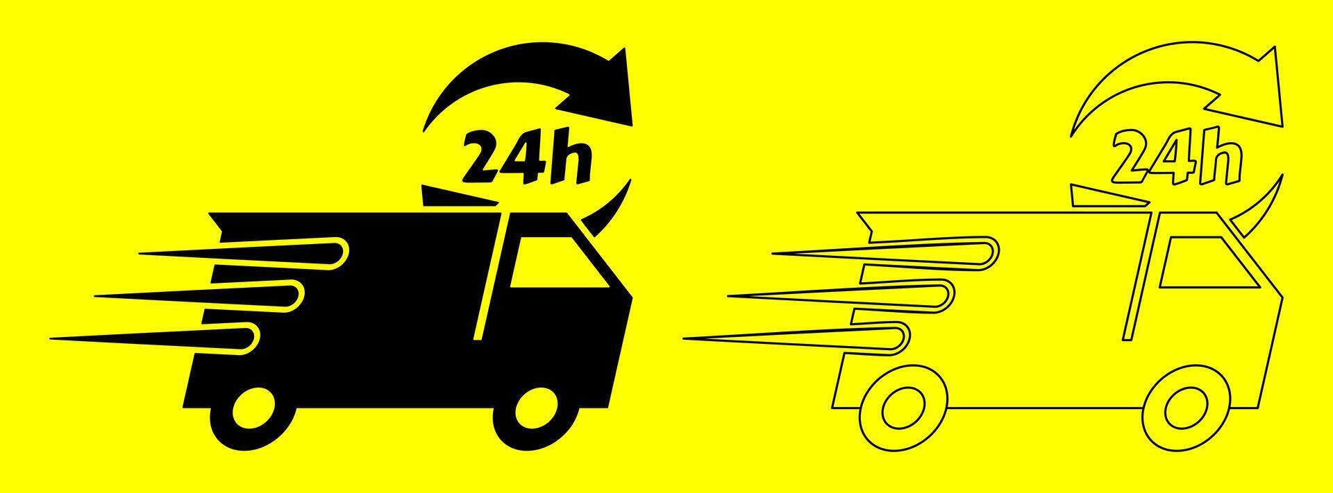 24 timme leverans lastbil vektor illustration. snabb leverans service symbol. enkel och modern vektor. design kan vara redigerad