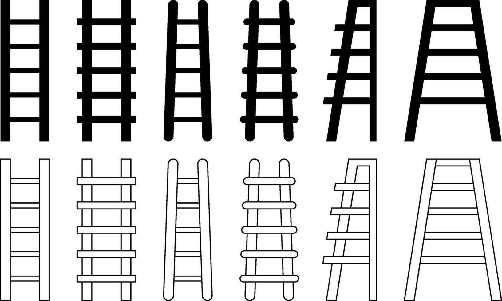 konstruktion byggnadsställningar stege uppsättning ikon. isolerat enkel silhuett och linje design. redigerbar vektor. vektor