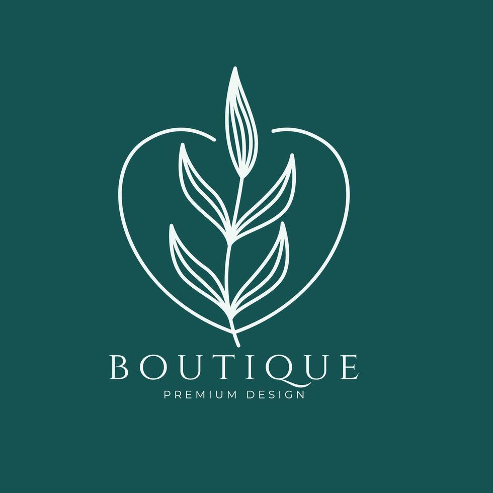 boutique logotyp feminin mall vektor ikon minimalistisk symbol design