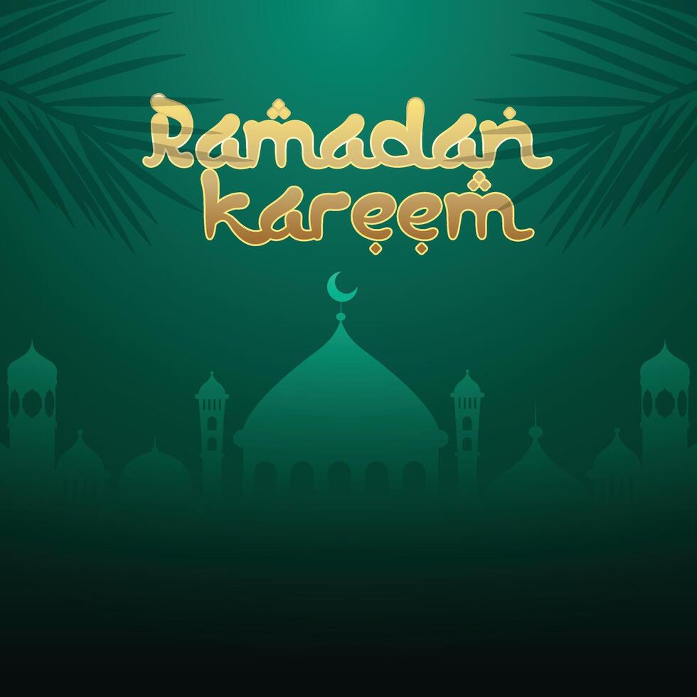 ramadan kareem bakgrund med grön och guld Färg vektor