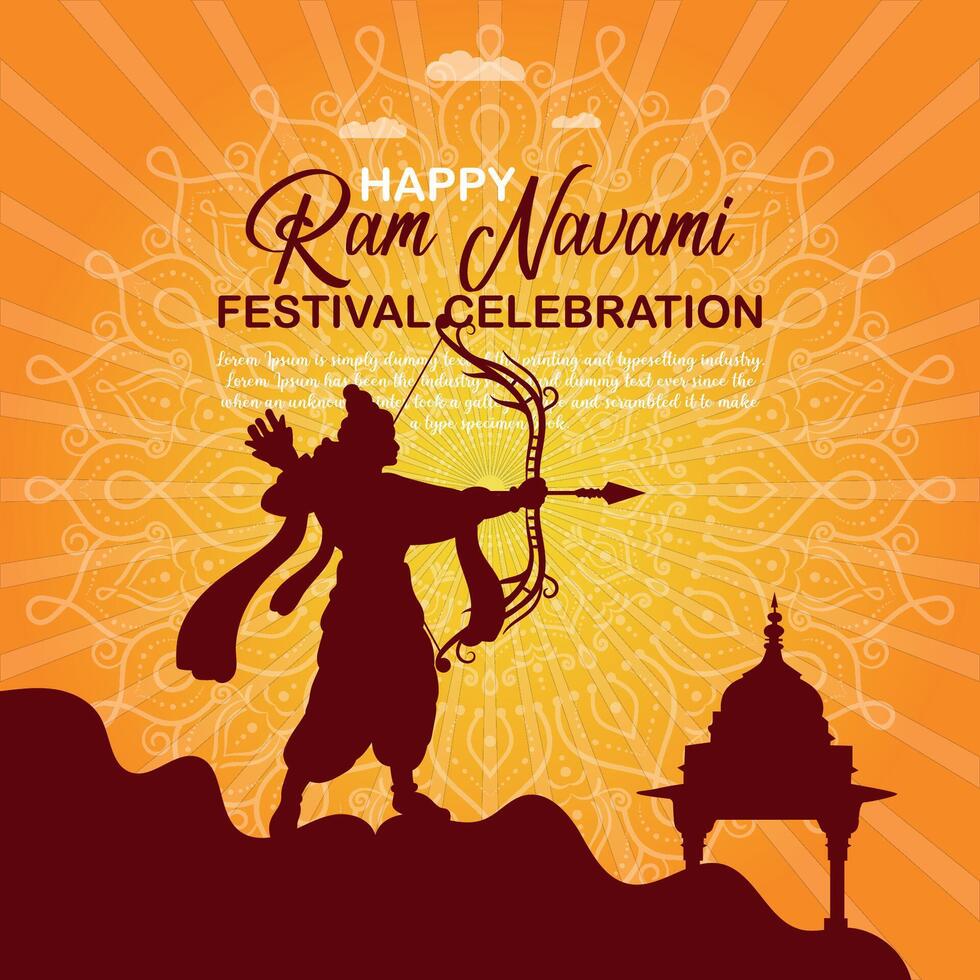glücklich RAM Navami kulturell Banner Hindu Festival Vertikale Post wünscht sich Feier Karte RAM Navami Feier Hintergrund RAM Navami Schöne Grüße Gelb Beige Hintergrund indisch Hinduismus Festival vektor