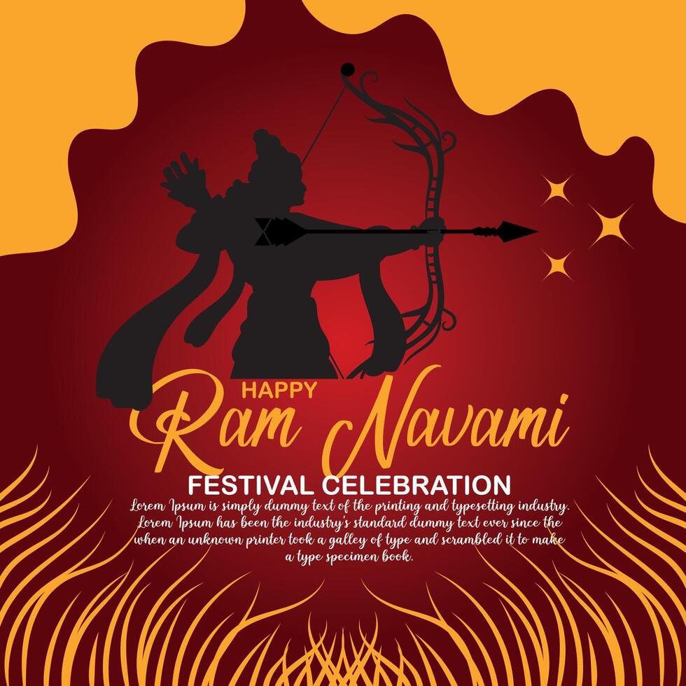 glücklich RAM Navami kulturell Banner Hindu Festival Vertikale Post wünscht sich Feier Karte RAM Navami Feier Hintergrund vektor