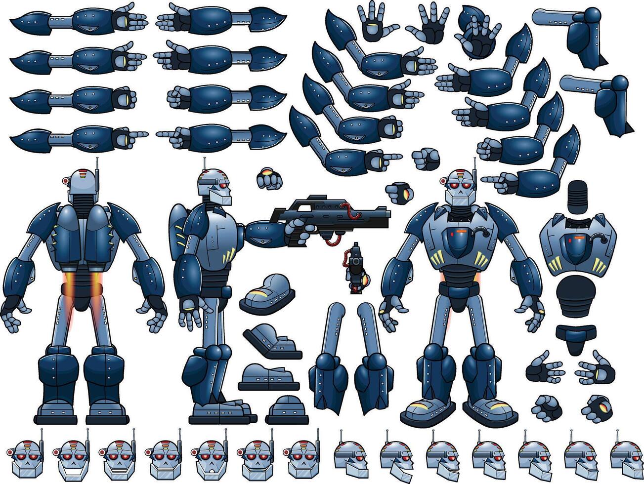 Roboter Vektor, Seite Vorderseite und zurück Roboter Seite mit Hände und Beine vektor