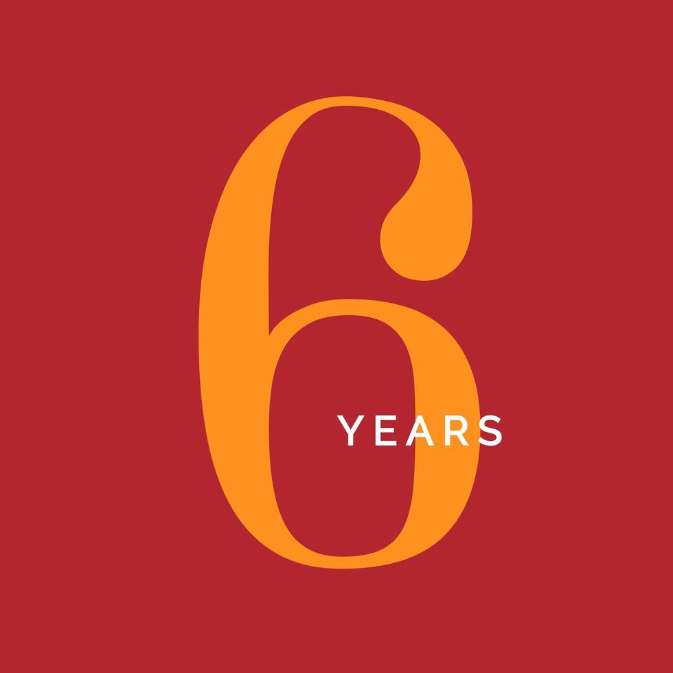 sex års symbol. sjätte födelsedagen emblem. årsdagen tecken, nummer 6 logotyp koncept, vintage affisch mall, vektorillustration vektor