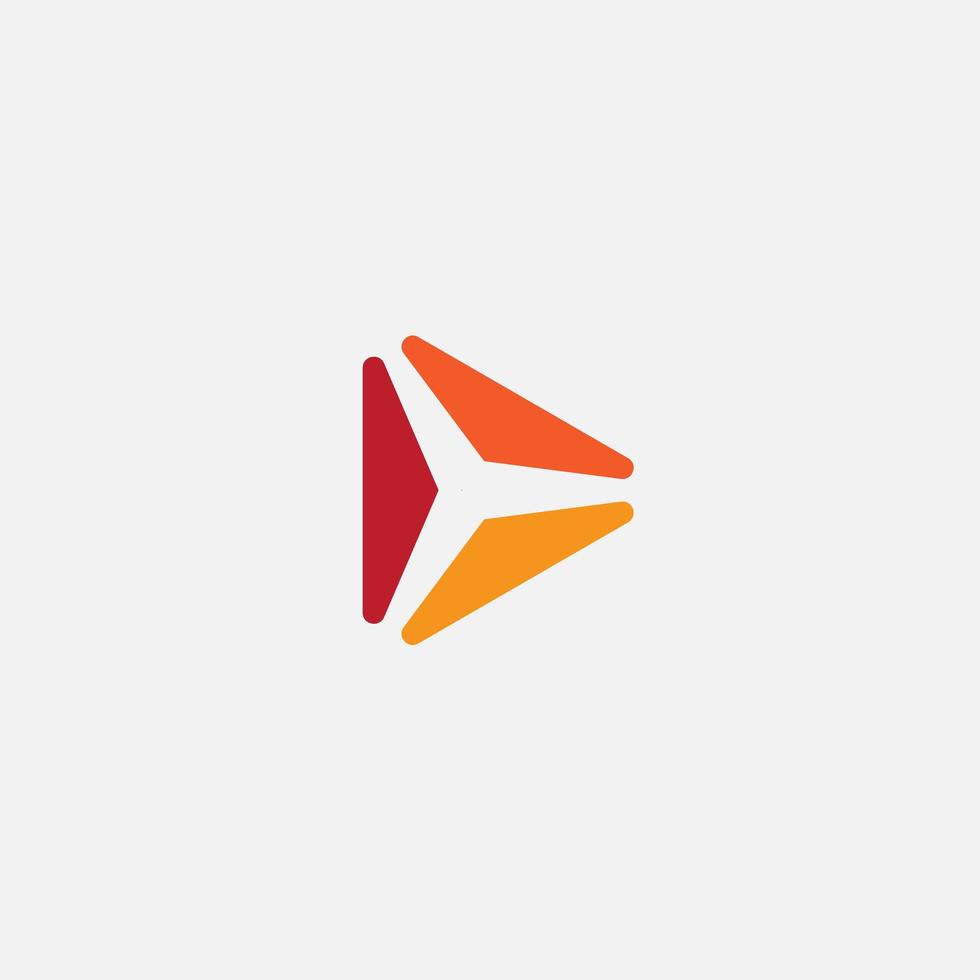 Symbol spielen. abstrakte Dreieck-Schaltfläche. Orange Farbverlauf einfache flache abstrakte Logo-Vorlage. moderne Emblem-Idee. Logokonzeptdesign für Medien. isolierte Vektorillustration vektor