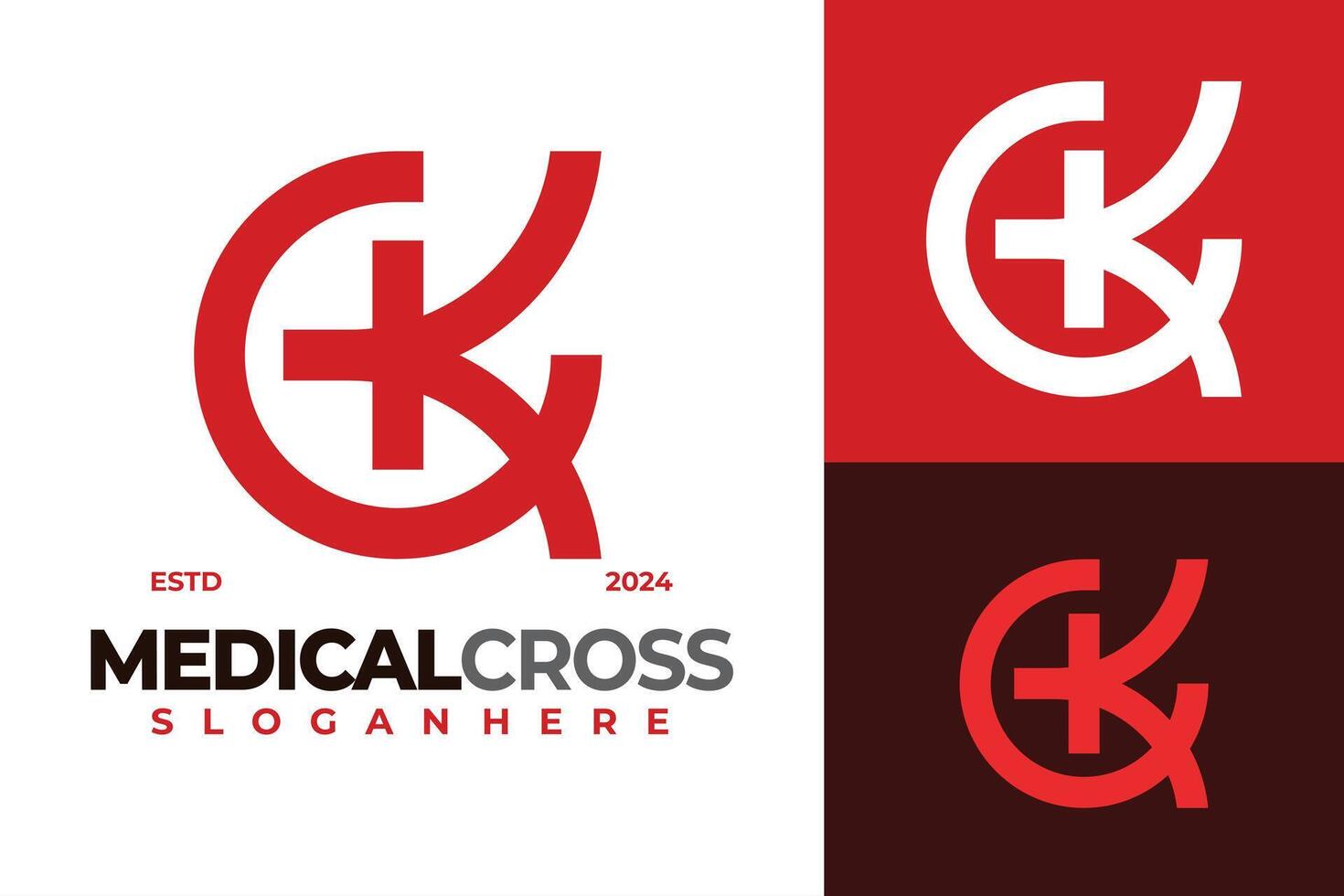 brev k medicinsk korsa logotyp design vektor symbol ikon illustration