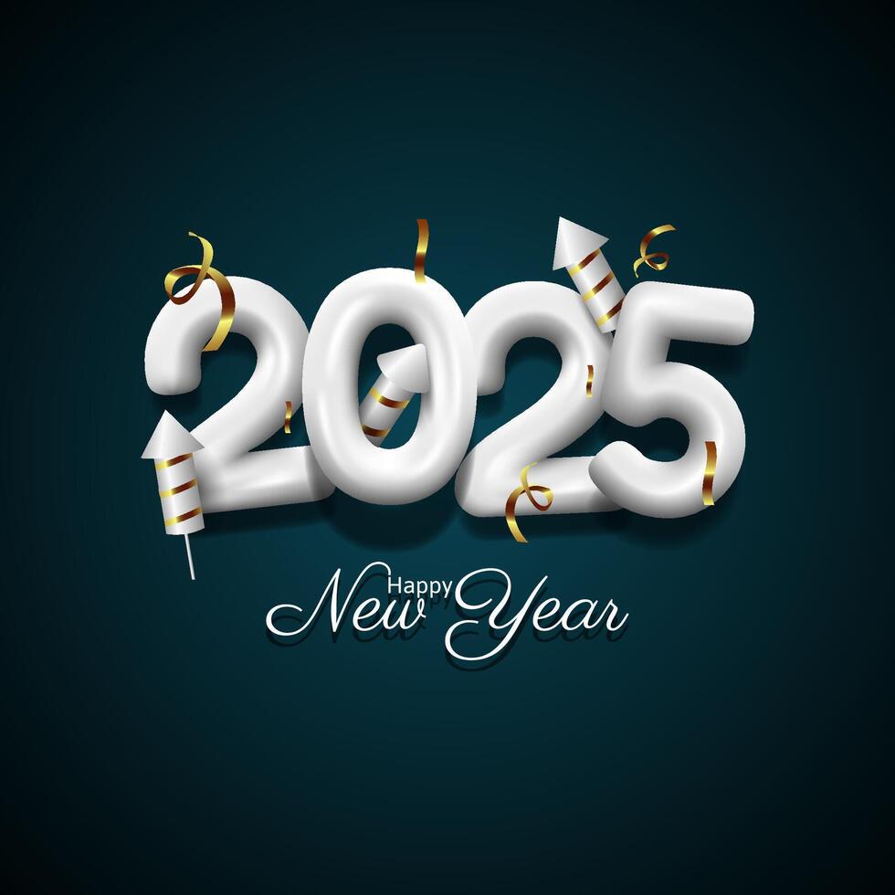 glücklich Neu Jahr 2025 mit 3d Stil. Vektor Illustration