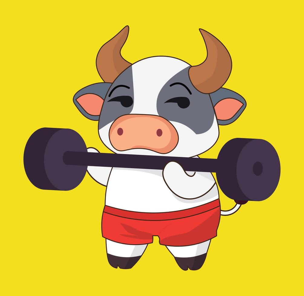 stark Stier im das Fitnessstudio Emoji Stöcke Sammlung, Illustration vektor