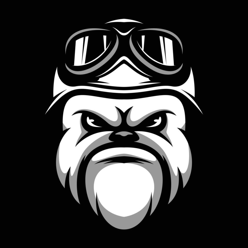 Bulldogge Helm schwarz und Weiß vektor