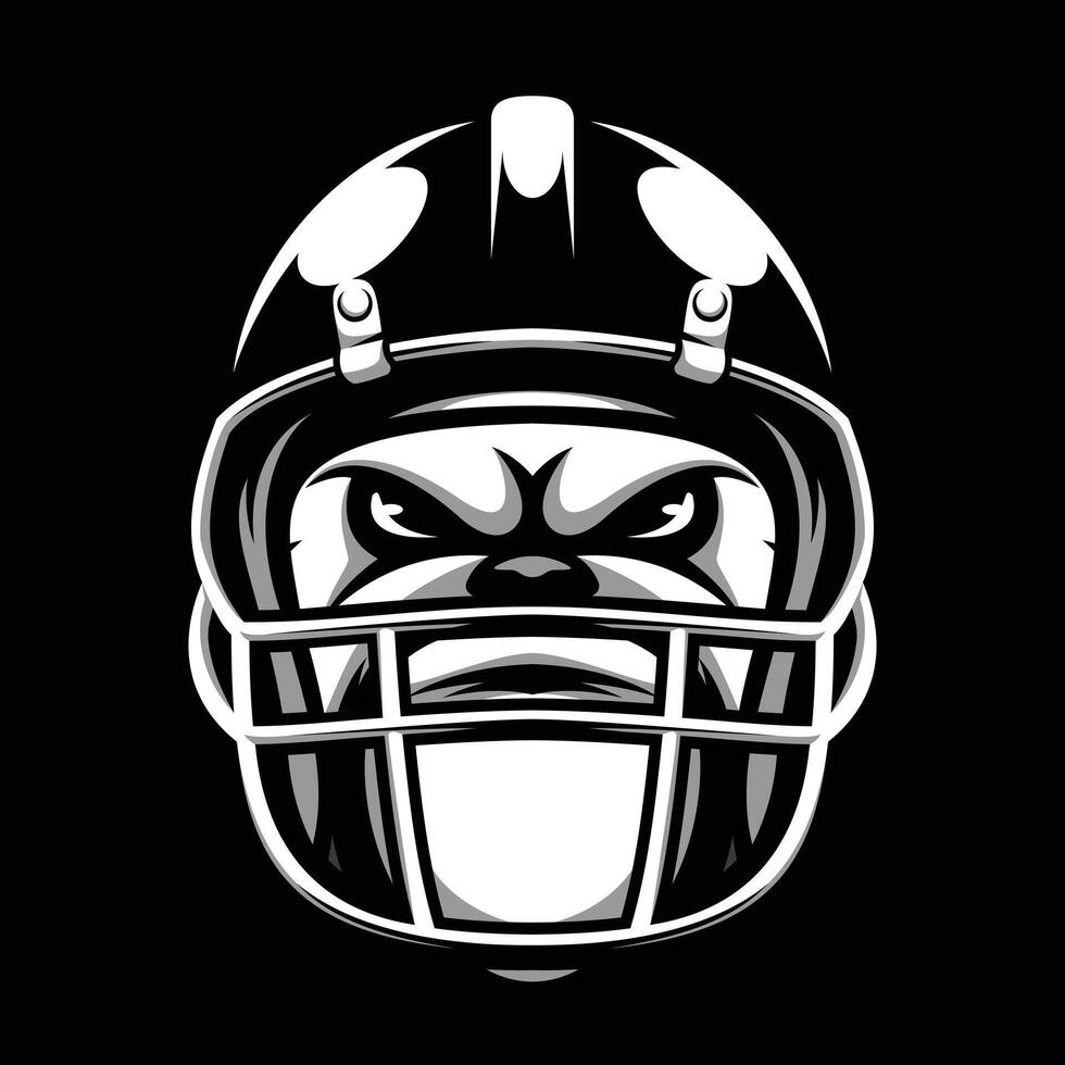 Bulldogge Rugby Helm schwarz und Weiß vektor