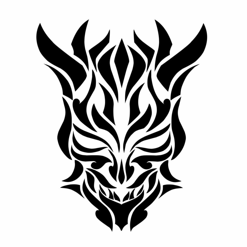 Illustration Vektor Grafik von Stammes- Kunst abstrakt schwarz Teufel Gesicht tätowieren Design