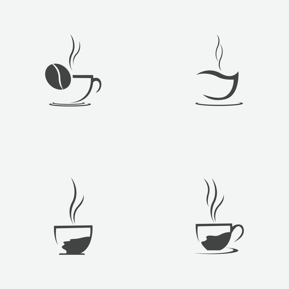 vektor illustration uppsättning av en kopp av svart kaffe på en grå bakgrund