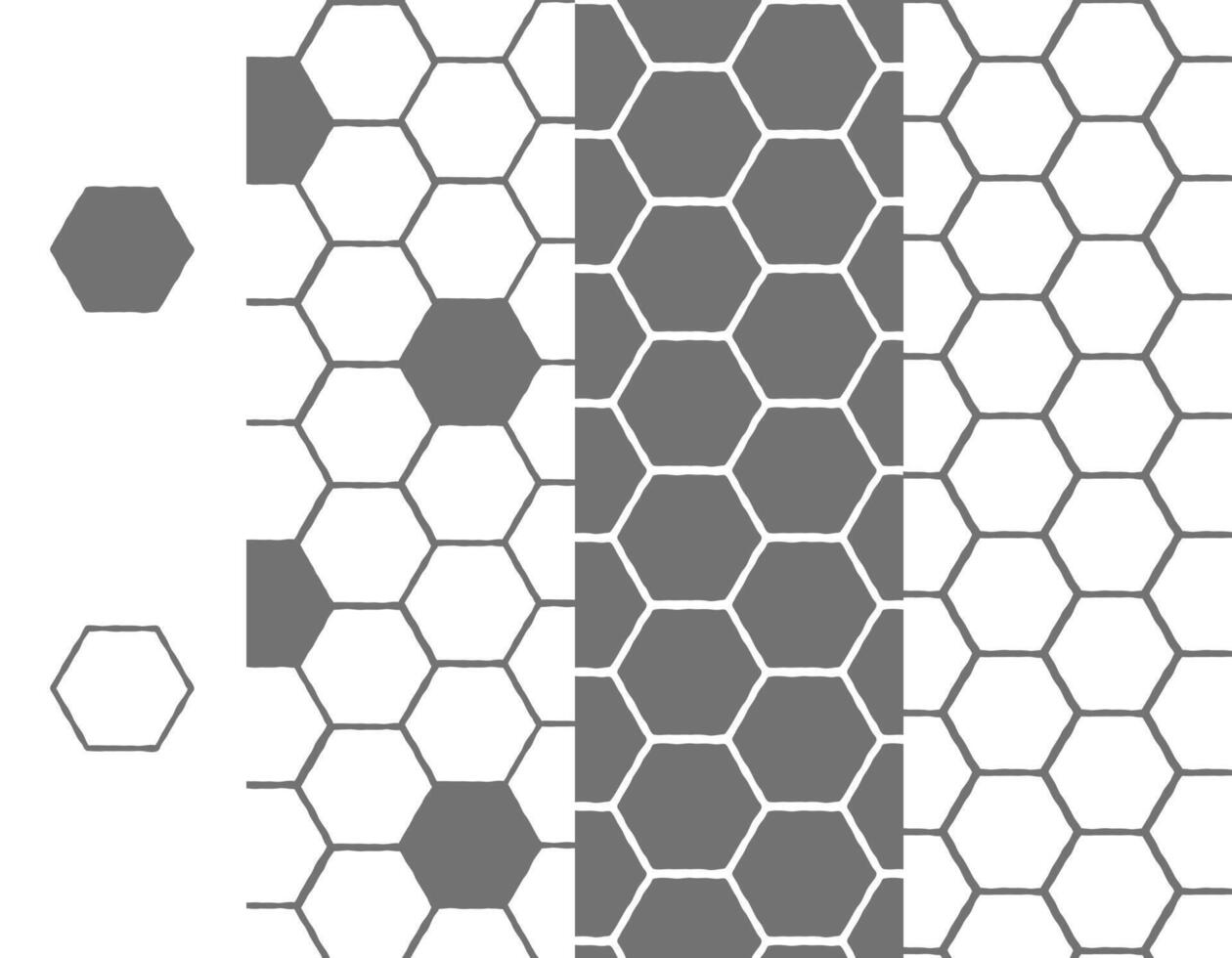 grau Bienenwabe einstellen nahtlos Muster, abstrakt Linie Zeichnung. Gekritzel Stil Hand Zeichnung modern abstrakt Hintergrund zum Design Hintergrund, Verpackung, Abdeckung, Stoff vektor