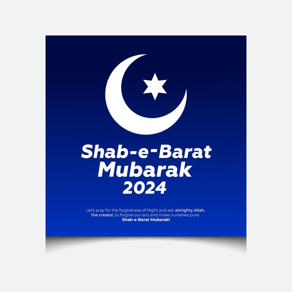 minimal shab e barat mubarak social media posta design för 2024, shab e barat posta design för islamic helig natt vektor