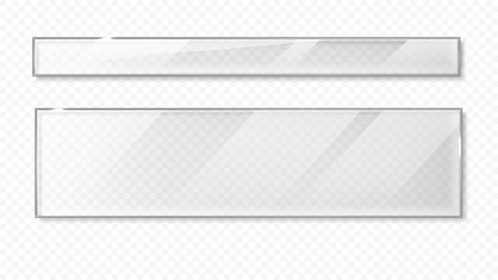 horisontell transparent glas ram med skugga. realistisk glas baner med reflektioner, bländningar och ljus isolerat på ljus bakgrund vektor