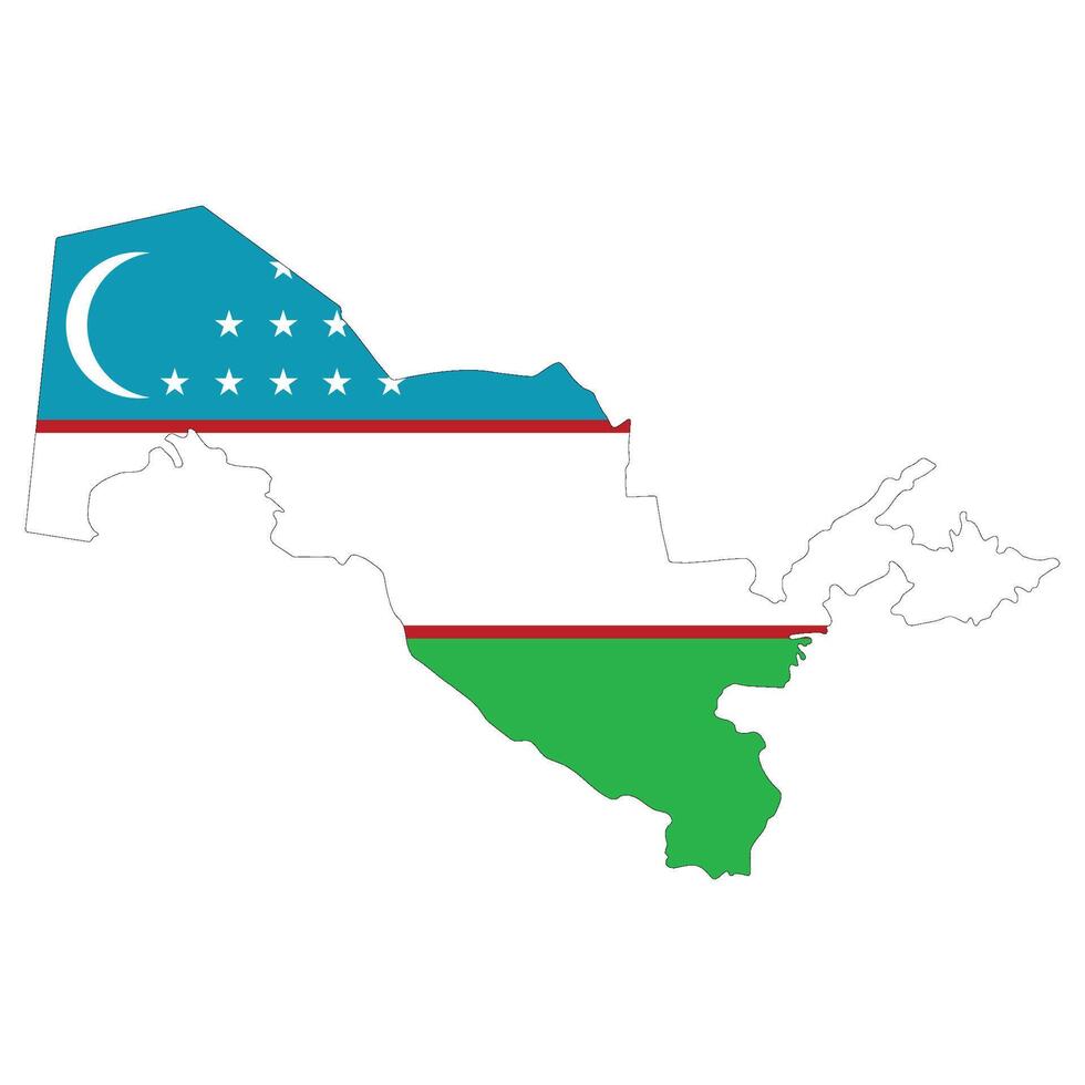 uzbekistan Karta med nationell flagga av uzbekistan. vektor