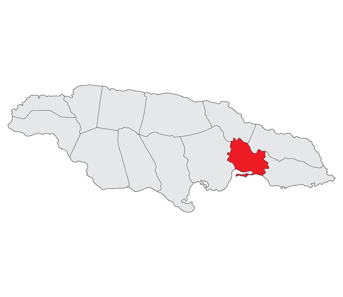 Karta av jamaica med huvudstad stad kingston vektor