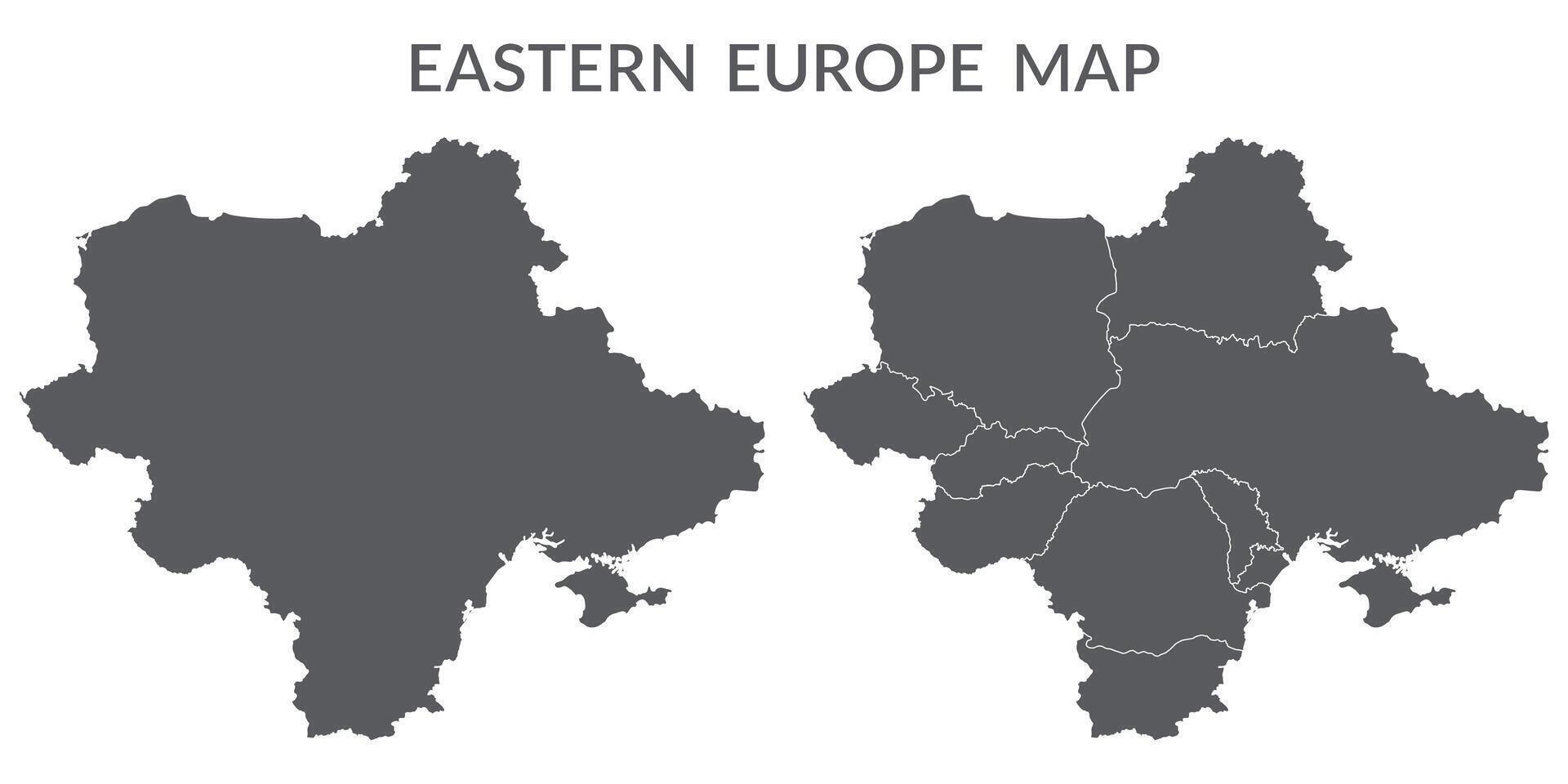 östra Europa Land Karta. Karta av östra Europa i uppsättning grå Färg vektor