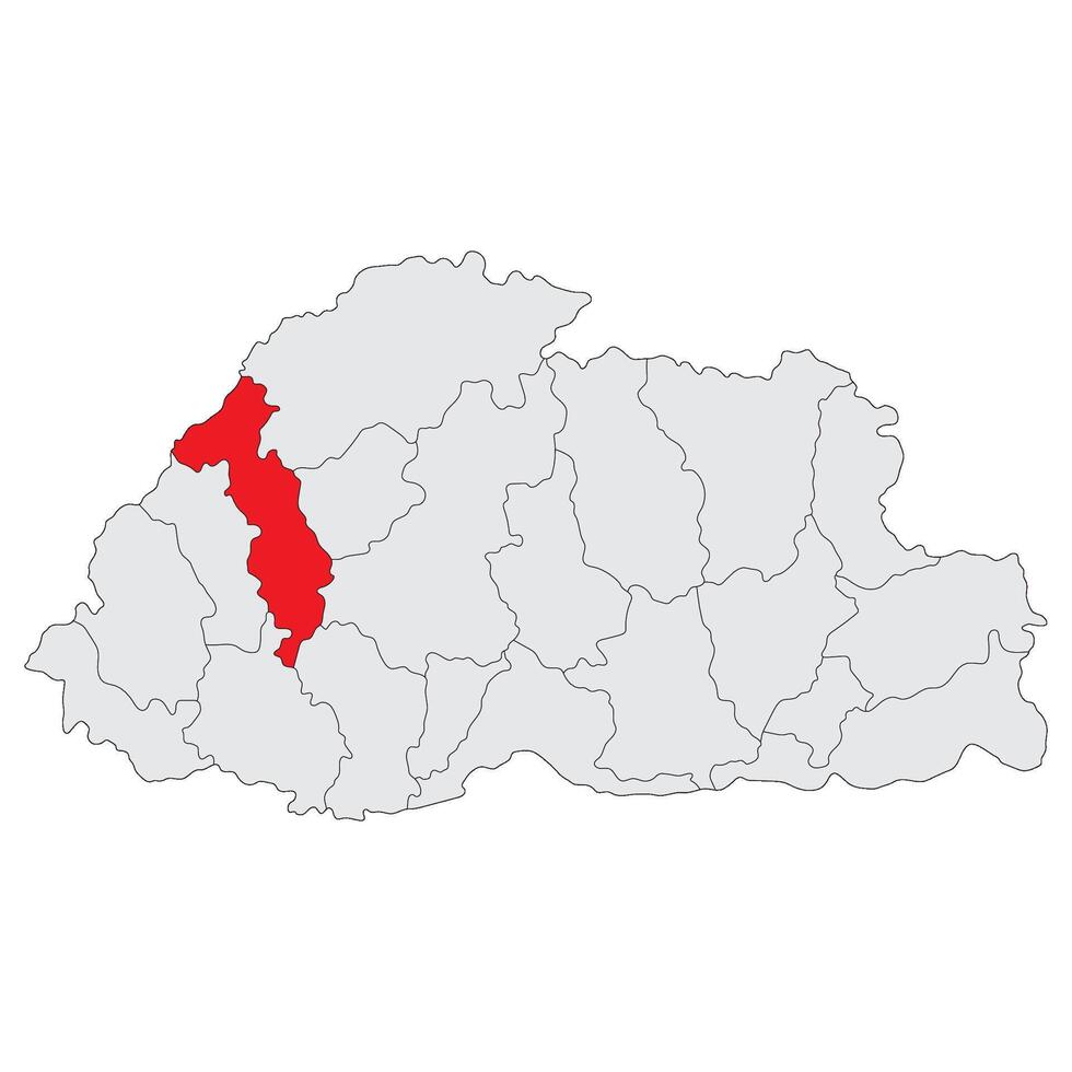 Bhutan Karte. Karte von Bhutan mit Hauptstadt Stadt Thimphu vektor