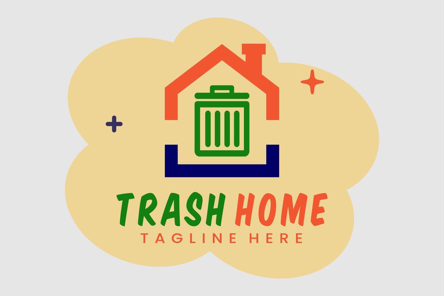 abstrakt Logo Haus Müll Müll Behälter Logo Vorlage, Zuhause mit Müll Behälter Logo Vorlage vektor