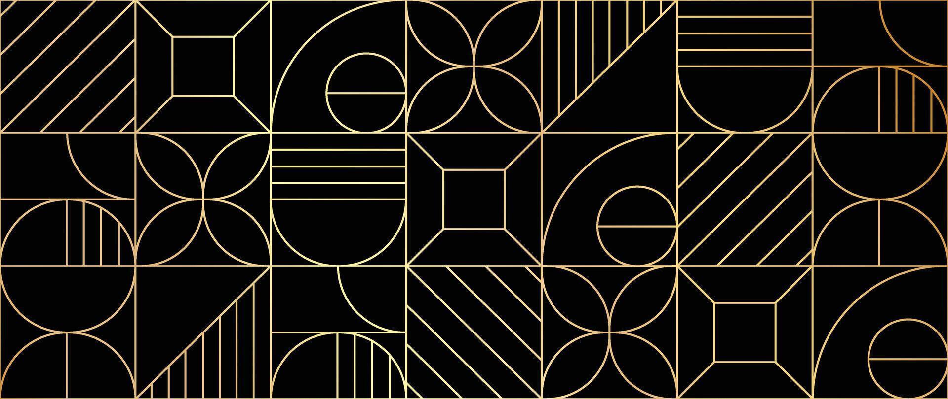 Luxus geometrisch Gold Linie Kunst und Kunst Deko Hintergrund Vektor. abstrakt geometrisch Rahmen und elegant Kunst Jugendstil mit empfindlich. Illustration Design zum Einladung, Banner, VIP, Innere, Dekoration. vektor