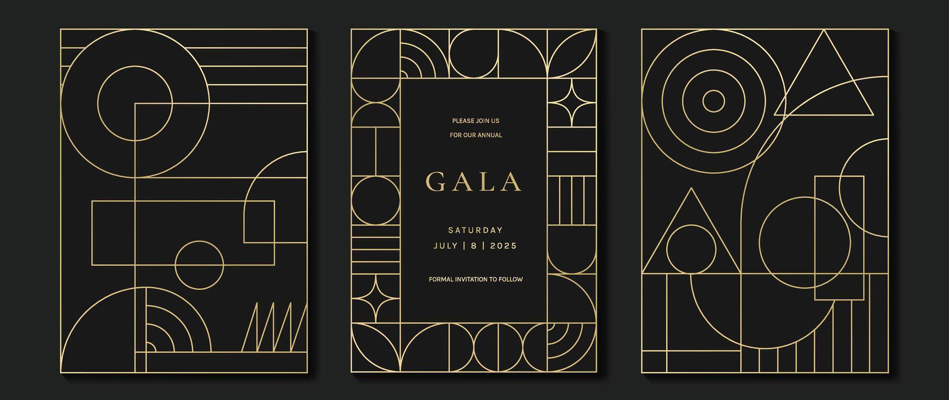 Luxus Einladung Karte Hintergrund Vektor. elegant klassisch Antiquität Design, Gold Linien Gradient auf dunkel Hintergrund. Prämie Design Illustration zum Gala Karte, großartig Öffnung, Kunst Deko. vektor