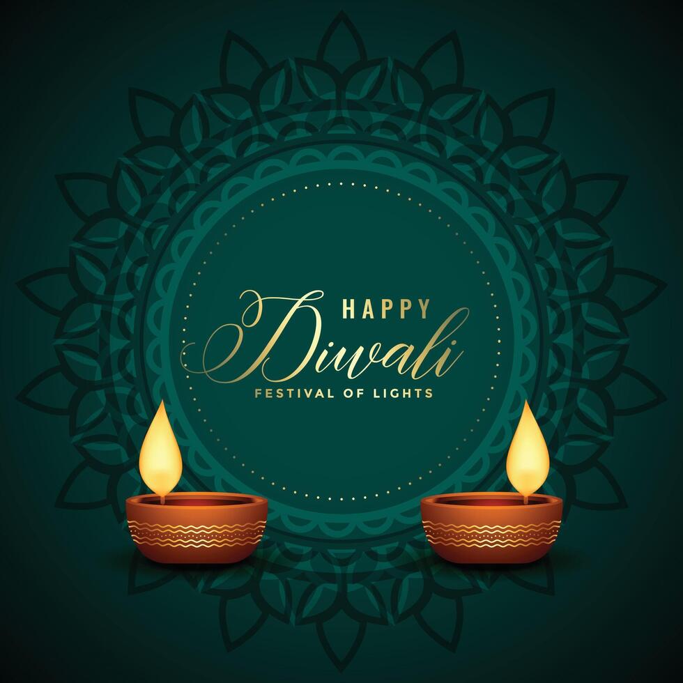 Lycklig diwali skön lyckönskningar kort design vektor