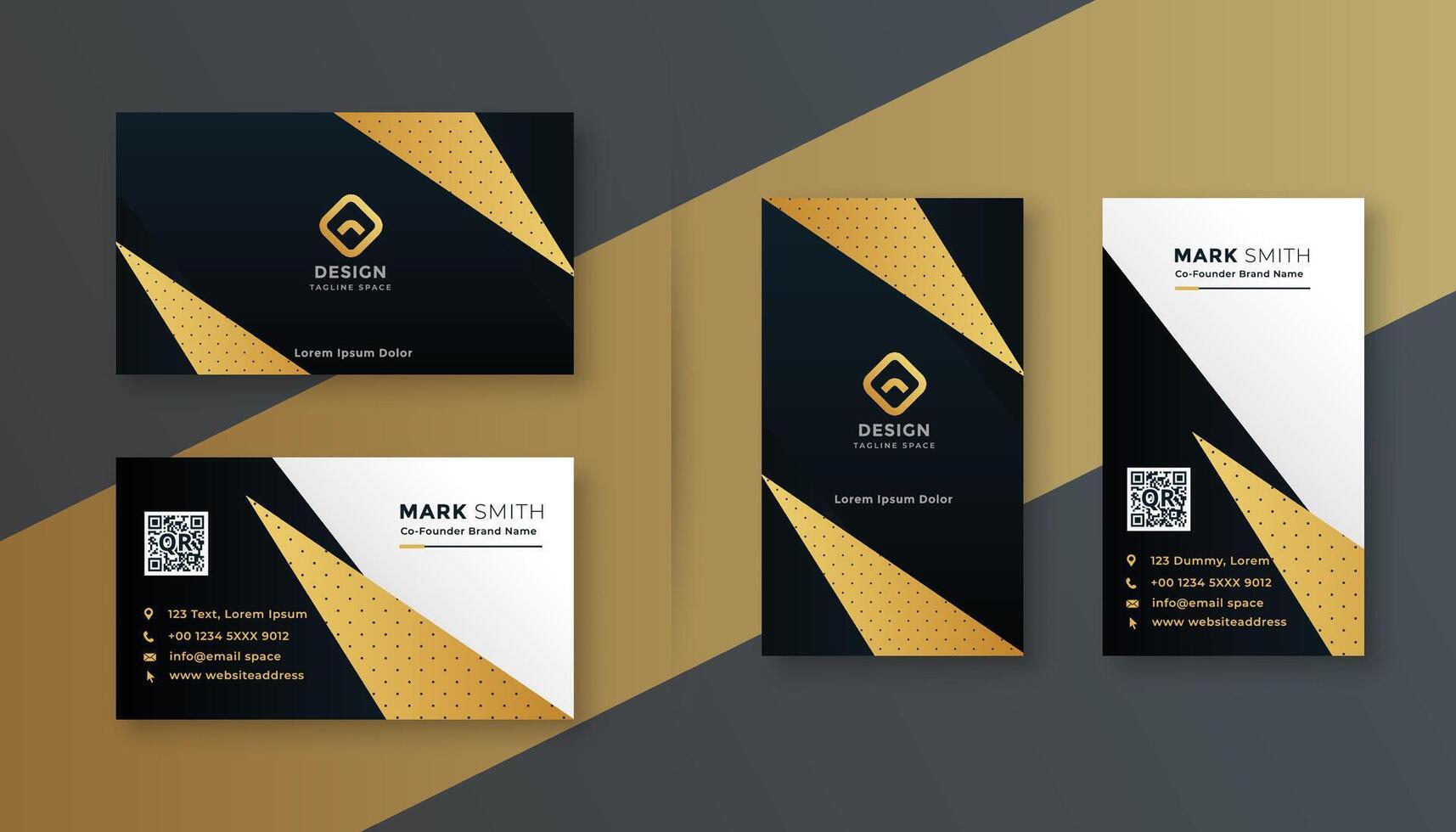 geometrisk svart och guld professionell företag kort design vektor