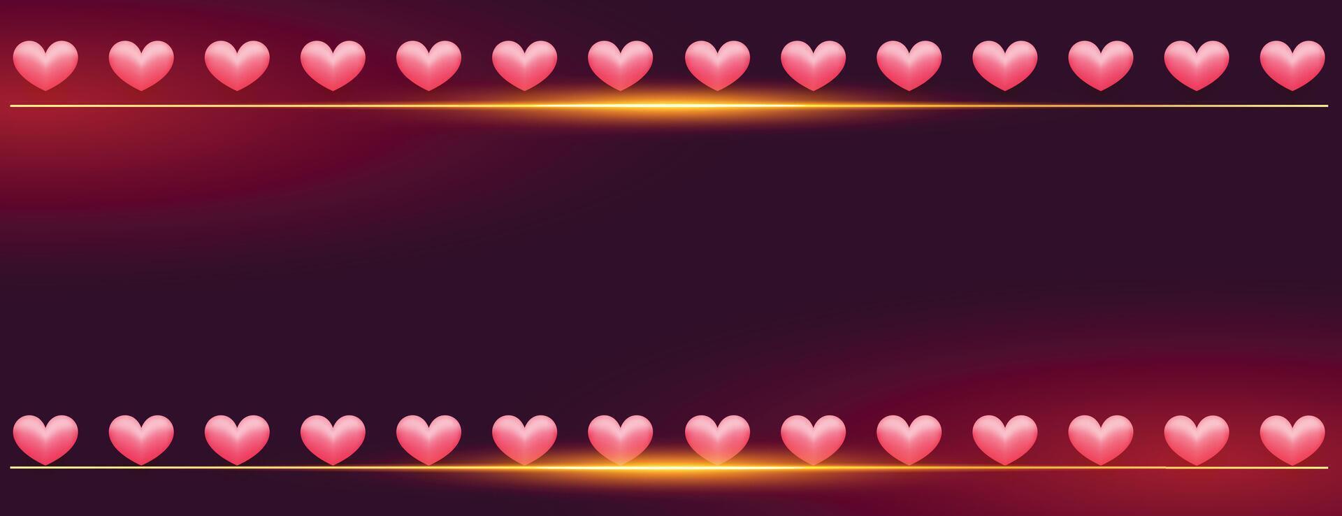 valentines dag baner med hjärtan gräns design vektor