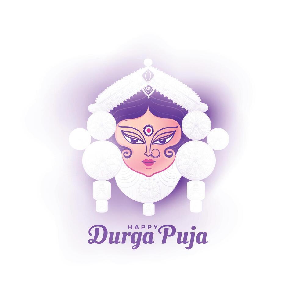 indisch Festival Durga pooja Veranstaltung Karte mit Göttin Durga Gesicht Design vektor