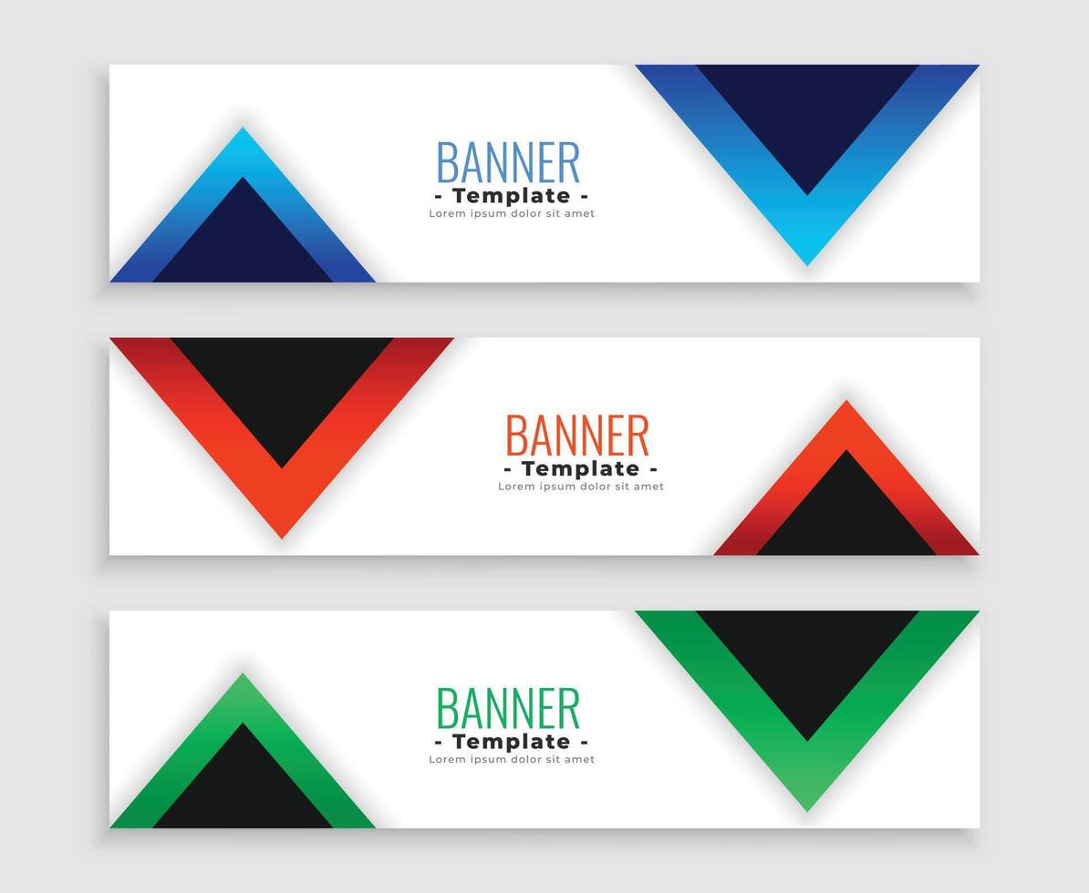 geometrisk triangel modern banderoller uppsättning av tre vektor
