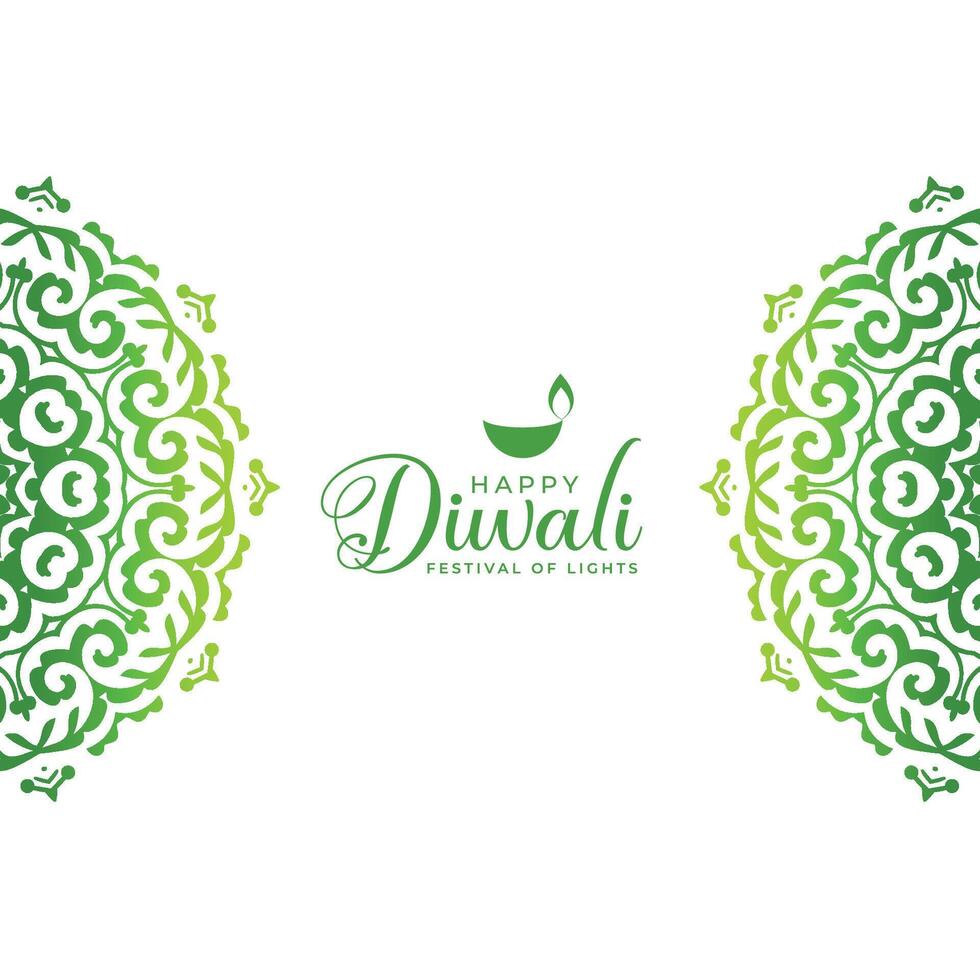 Öko freundlich Grün Diwali Gruß Hintergrund mit Rangoli Design vektor