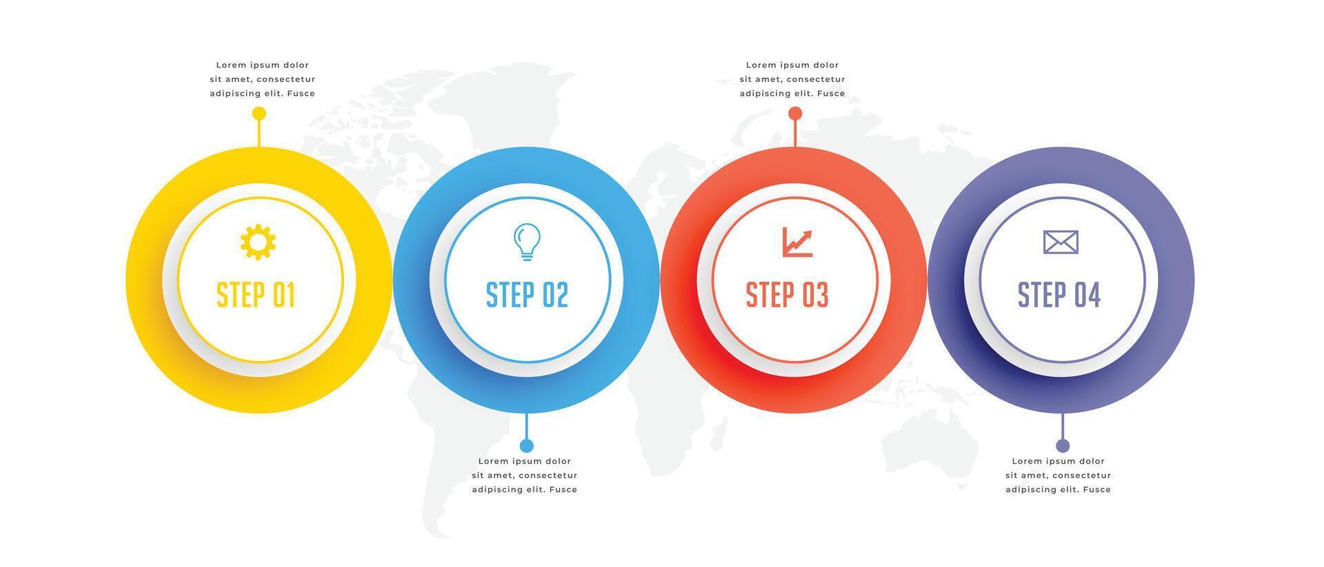fyra steg cirkulär företag infographic mall design vektor
